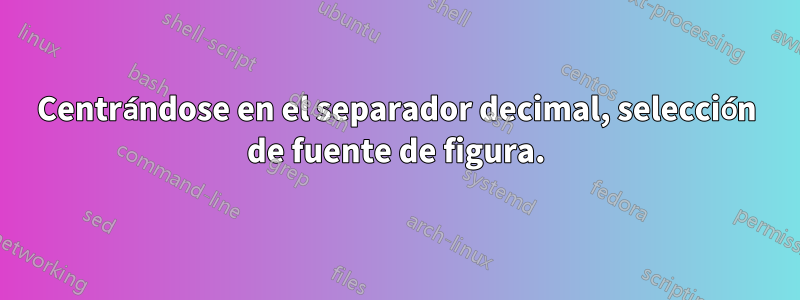 Centrándose en el separador decimal, selección de fuente de figura.