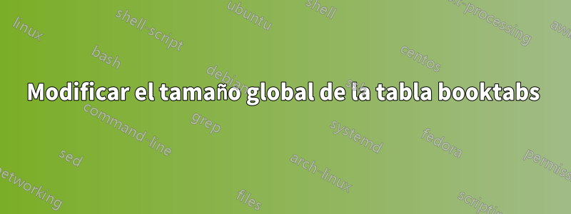 Modificar el tamaño global de la tabla booktabs