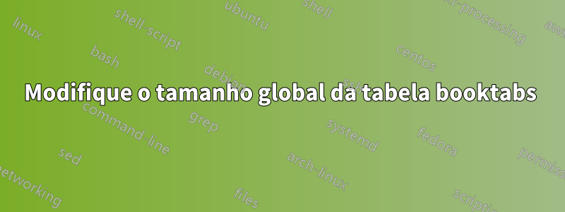 Modifique o tamanho global da tabela booktabs