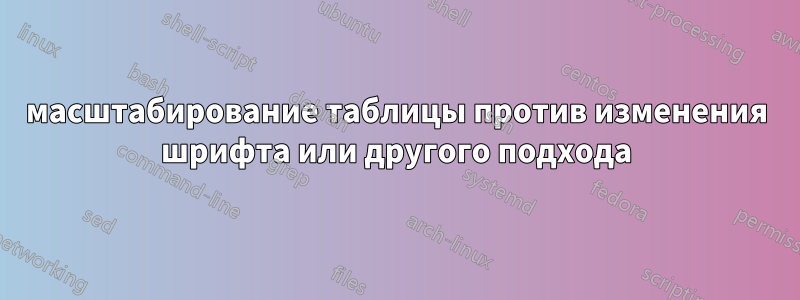 масштабирование таблицы против изменения шрифта или другого подхода