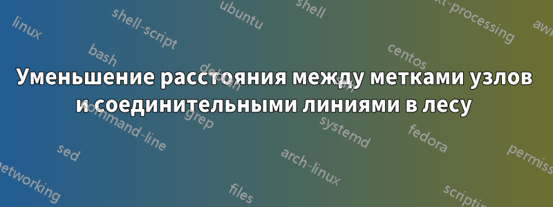 Уменьшение расстояния между метками узлов и соединительными линиями в лесу