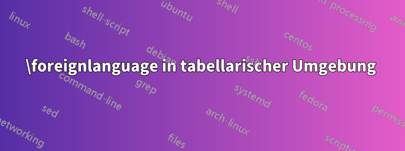 \foreignlanguage in tabellarischer Umgebung