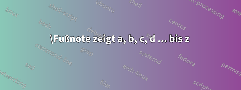 \Fußnote zeigt a, b, c, d ... bis z