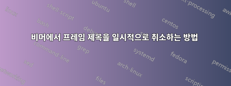 비머에서 프레임 제목을 일시적으로 취소하는 방법