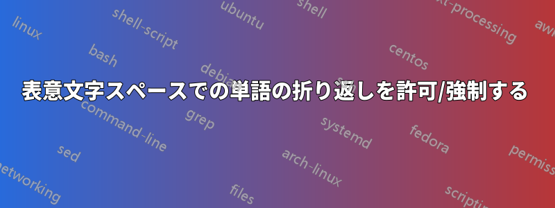 表意文字スペースでの単語の折り返しを許可/強制する