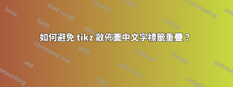 如何避免 tikz 散佈圖中文字標籤重疊?