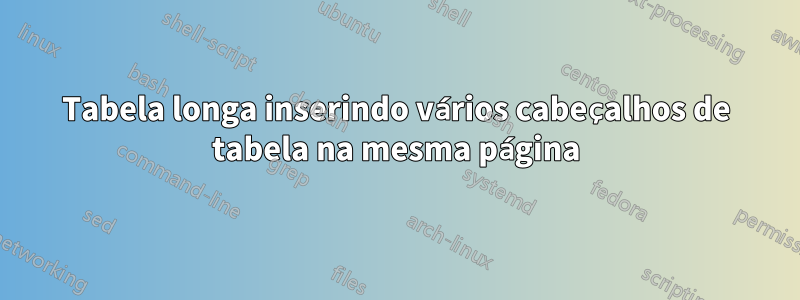 Tabela longa inserindo vários cabeçalhos de tabela na mesma página