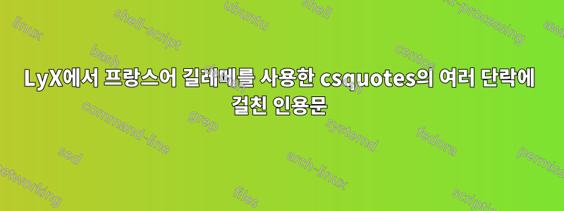 LyX에서 프랑스어 길레메를 사용한 csquotes의 여러 단락에 걸친 인용문