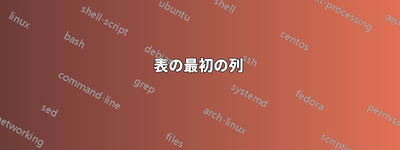 表の最初の列
