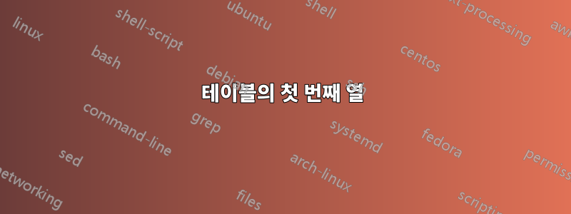 테이블의 첫 번째 열