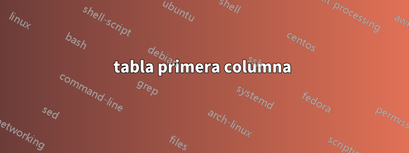 tabla primera columna