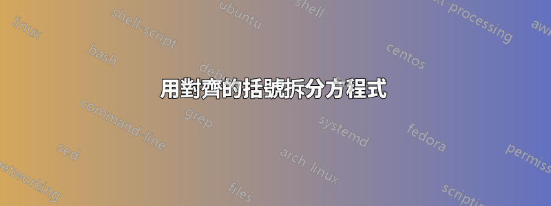 用對齊的括號拆分方程式