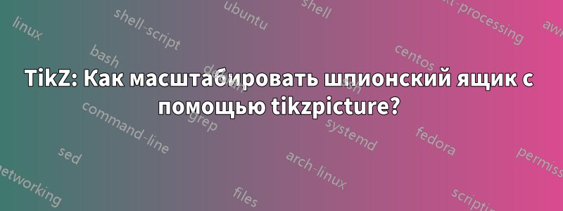TikZ: Как масштабировать шпионский ящик с помощью tikzpicture?