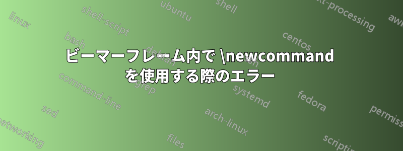 ビーマーフレーム内で \newcommand を使用する際のエラー