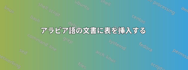アラビア語の文書に表を挿入する