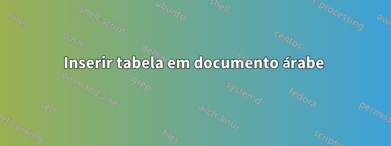 Inserir tabela em documento árabe