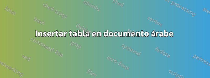 Insertar tabla en documento árabe