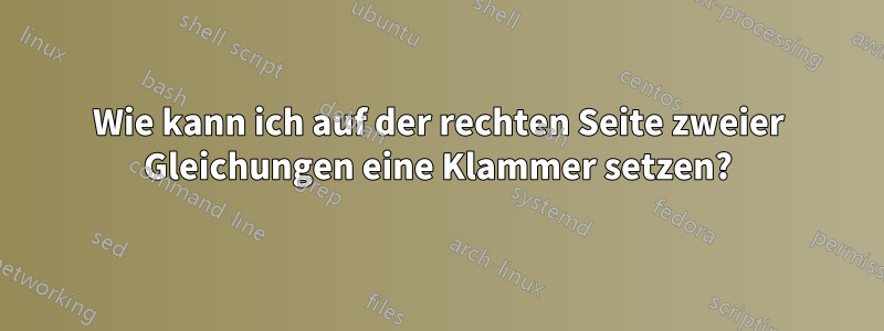 Wie kann ich auf der rechten Seite zweier Gleichungen eine Klammer setzen?