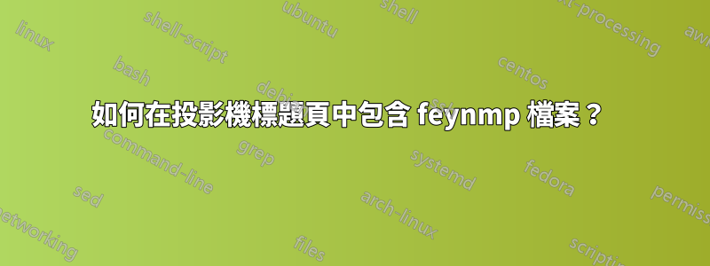 如何在投影機標題頁中包含 feynmp 檔案？ 