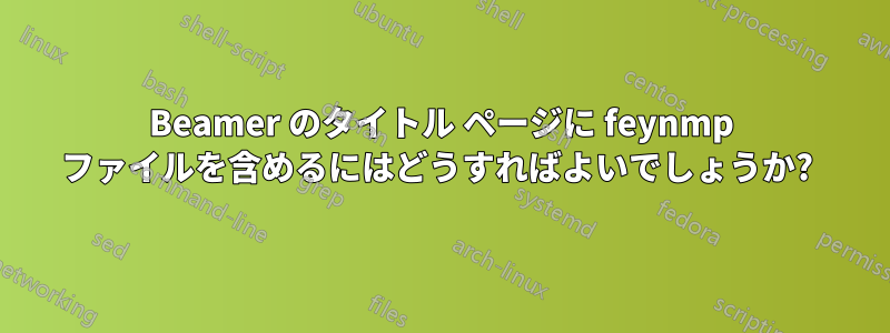 Beamer のタイトル ページに feynmp ファイルを含めるにはどうすればよいでしょうか? 