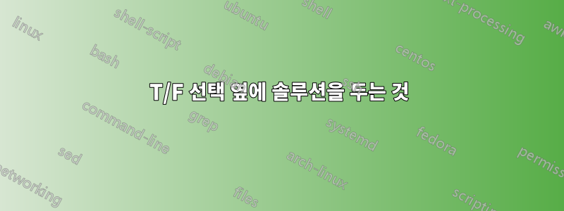 T/F 선택 옆에 솔루션을 두는 것