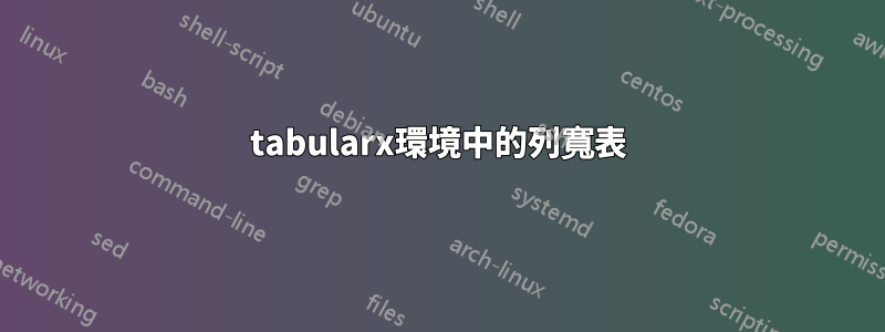 tabularx環境中的列寬表