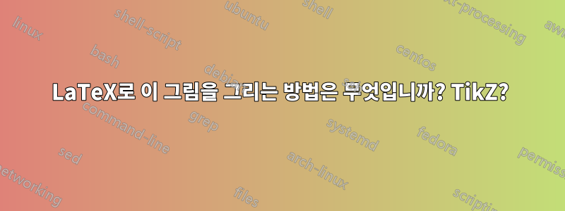 LaTeX로 이 그림을 그리는 방법은 무엇입니까? TikZ?