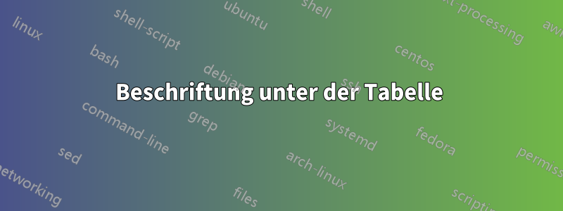 Beschriftung unter der Tabelle
