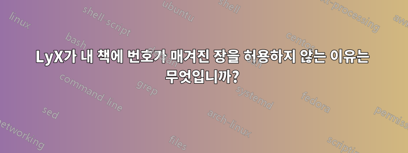 LyX가 내 책에 번호가 매겨진 장을 허용하지 않는 이유는 무엇입니까?
