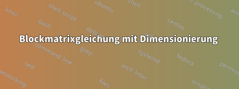 Blockmatrixgleichung mit Dimensionierung