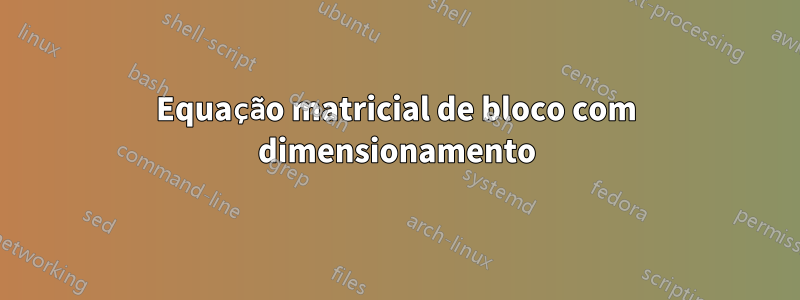 Equação matricial de bloco com dimensionamento