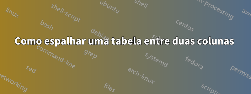 Como espalhar uma tabela entre duas colunas