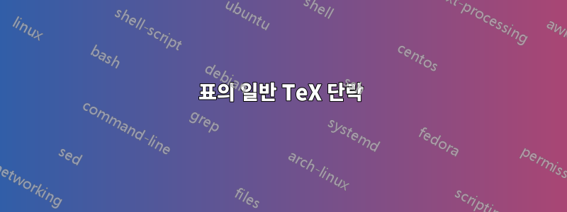 표의 일반 TeX 단락