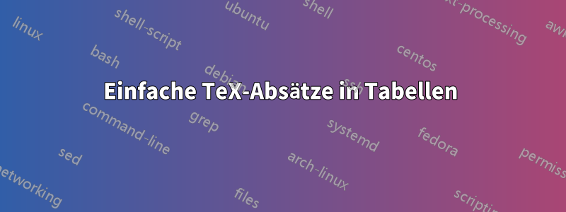 Einfache TeX-Absätze in Tabellen