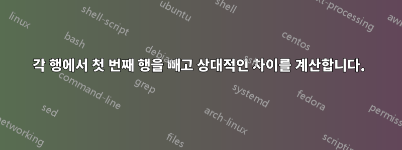각 행에서 첫 번째 행을 빼고 상대적인 차이를 계산합니다.