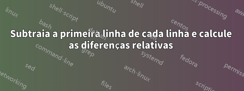 Subtraia a primeira linha de cada linha e calcule as diferenças relativas