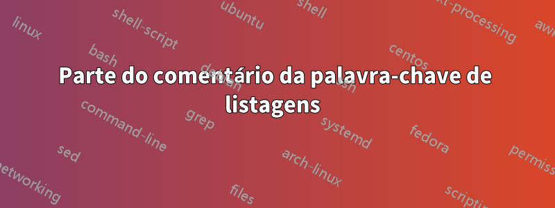 Parte do comentário da palavra-chave de listagens 