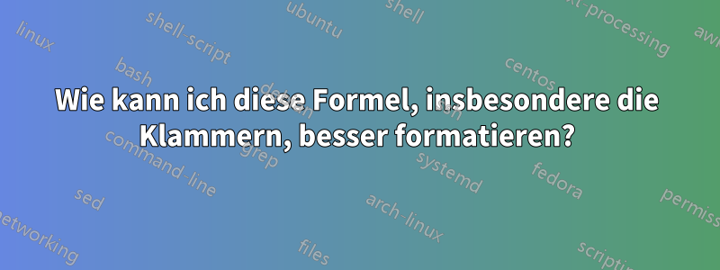 Wie kann ich diese Formel, insbesondere die Klammern, besser formatieren?