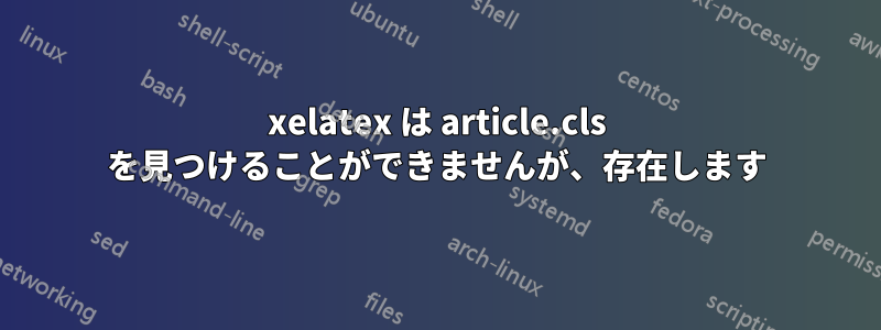xelatex は article.cls を見つけることができませんが、存在します