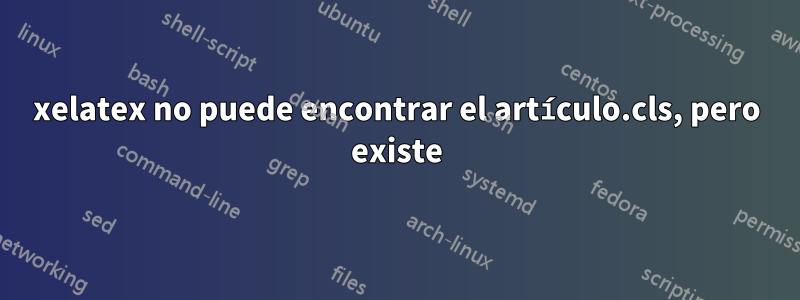 xelatex no puede encontrar el artículo.cls, pero existe