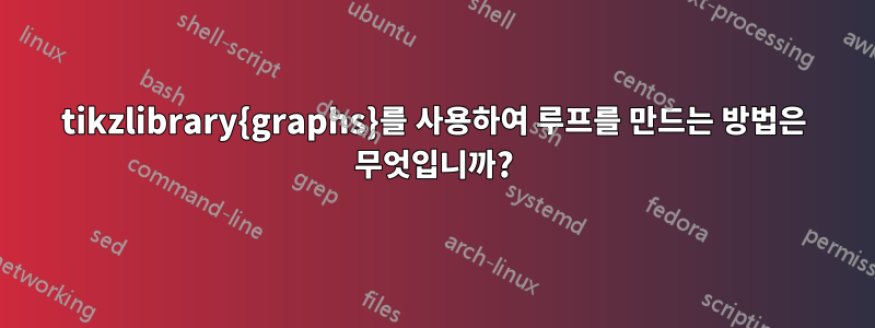 tikzlibrary{graphs}를 사용하여 루프를 만드는 방법은 무엇입니까?