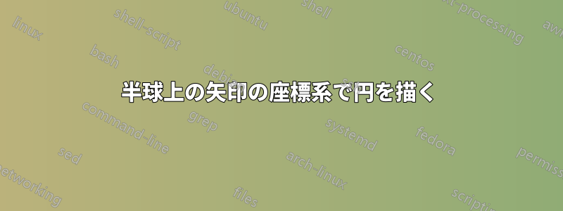 半球上の矢印の座標系で円を描く