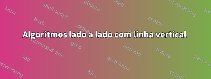 Algoritmos lado a lado com linha vertical
