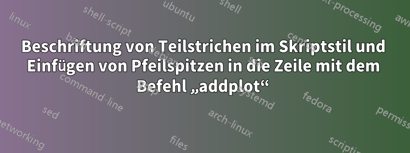 Beschriftung von Teilstrichen im Skriptstil und Einfügen von Pfeilspitzen in die Zeile mit dem Befehl „addplot“