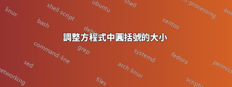 調整方程式中圓括號的大小