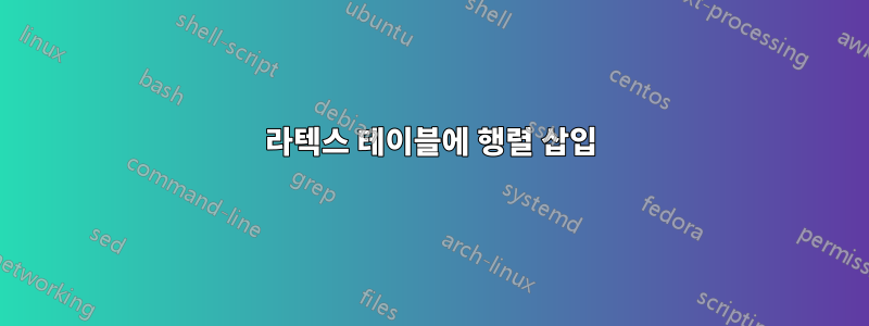 라텍스 테이블에 행렬 삽입