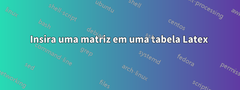 Insira uma matriz em uma tabela Latex