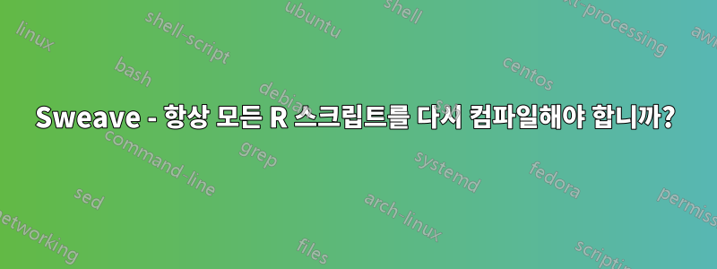 Sweave - 항상 모든 R 스크립트를 다시 컴파일해야 합니까?