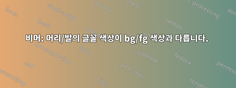 비머: 머리/발의 글꼴 색상이 bg/fg 색상과 다릅니다.