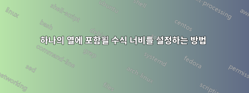 하나의 열에 포함될 수식 너비를 설정하는 방법